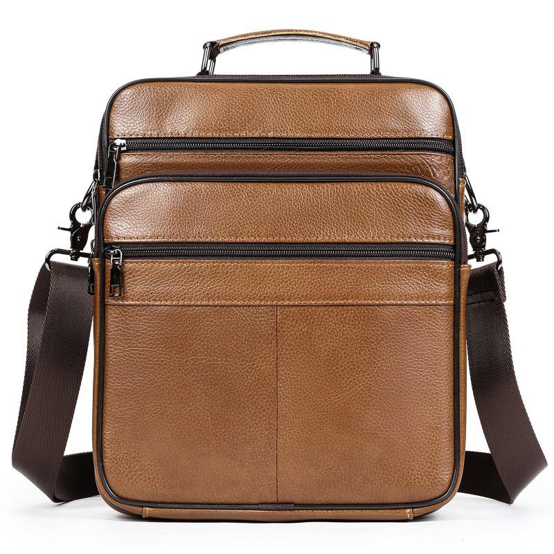 Men's Genuine Leather Shoulder Bag Retro Simple Cowhide Crossbody Casual Versatile Mobile Phone