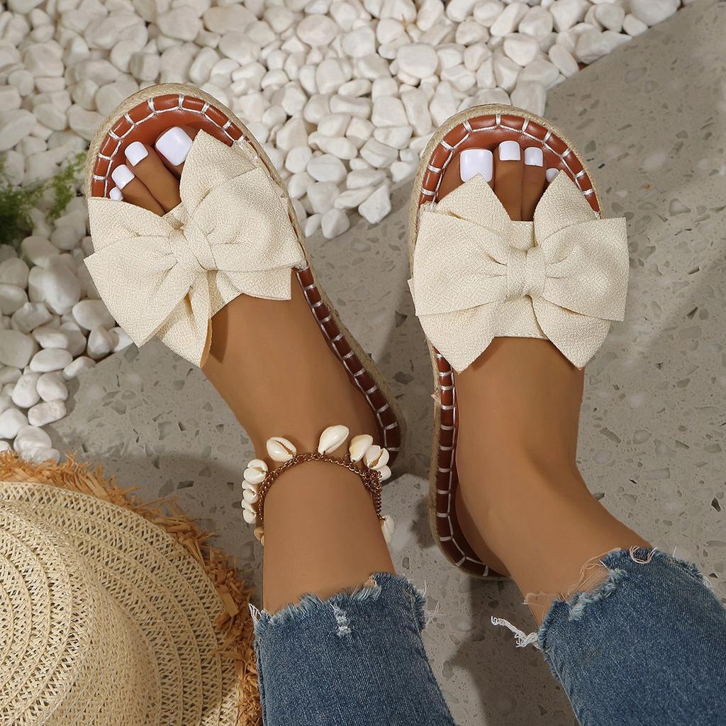 Slipper Women's Bow Flat Heel 2025 Summer New Sandals Fashion Wear Sandals Half Slipper Women