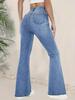 Jeans Acampanados Elásticos de Cintura Alta para Mujer Puffanpop - Lavado Claro Tiro Alto Bootcut Pantalones de Mezclilla Ajustados Pantalones de Campana para Verano Casual
