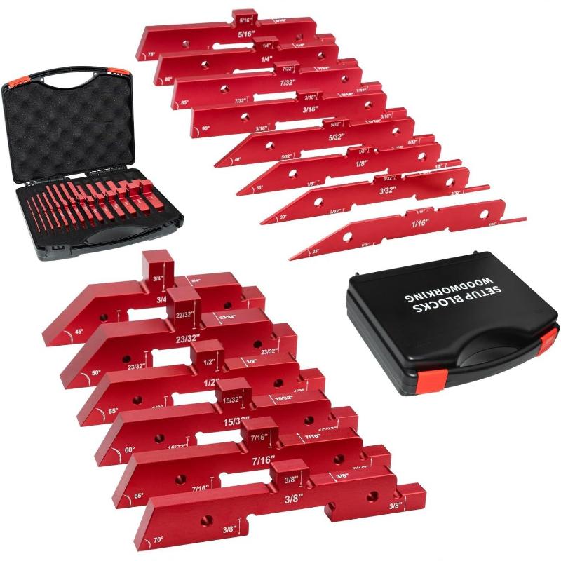 14PCS Saw Setup Blocks Woodworking Adjustable Height Gauge Set Ruler Measuring Table Saw Cushion Block Tool Accessories
