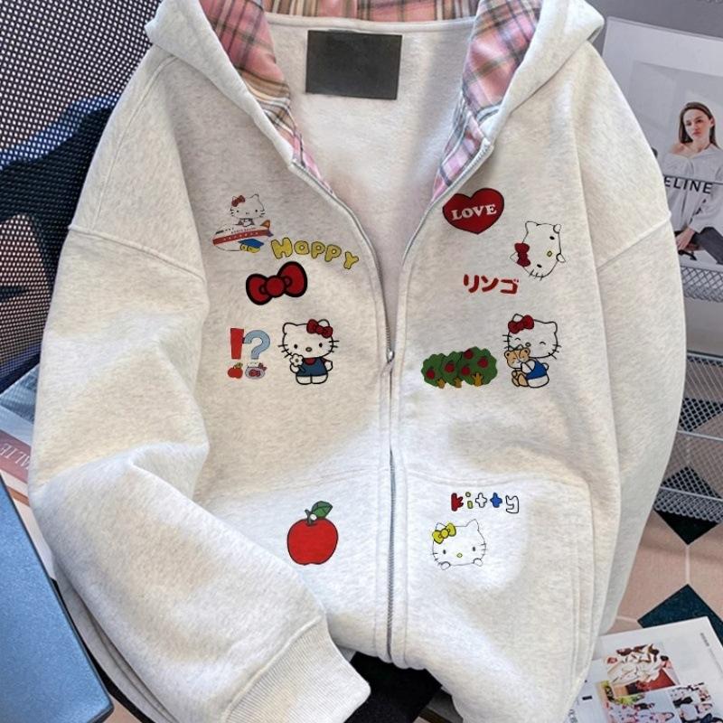 Girls Spring Autumn Korean Block Zip Up Jacket Set Sweet Loose Casual Two Piece Outfit For Big Kids