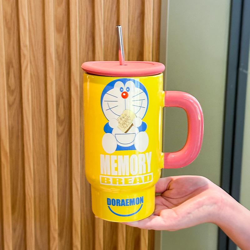 Birthday gift for girls, high-value Bingba cup, ceramic mug with lid straw cup as a gift