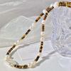 Autumn And Winter Merad Wind Natural Tiger'S Eye Stone Freshwater Baroque Pearl Collarbone Chain Necklace
