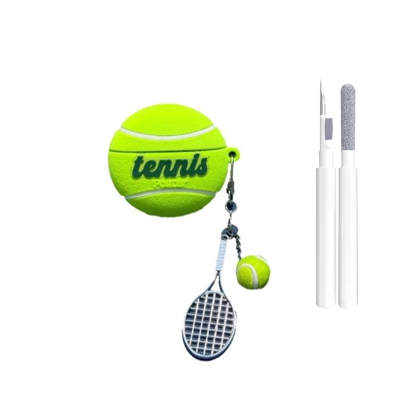 For AirPods Pro3 4 3 2 1 Pro Simulation Tennis Case 3D Ball Flocking Fur Plush Generation Cover with Kit Keychain Women Girls