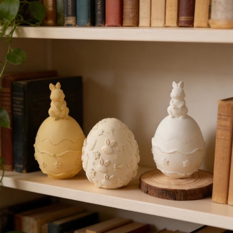 Embossed Hare Easter Eggs Shape Silicone Molds Heat Resistant for Resin Casting Making Candle Soap Home Decoration