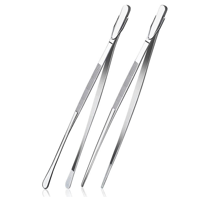 Premium-12Inch Kitchen Fine Tweezer Tongs Extra-Long Stainless Steel Cooking Tweezers For Kitchen Food Cooking Sea Food And BBQ
