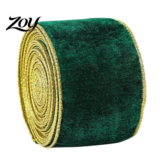 Potřeby pro ruční práce na svátky Sametová vánoční stuha, 2,5 x 78 palců stuha s drátkem a zlatými okraji Široké věnce Balení dárků, Výroba mašlí, Kutilské projekty,