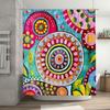 Bright Abstract Shower Curtain Bath Decor with Floral Circle Patterns in Pink, Blue, Yellow Green Colors Size 72 x 84 Inches (1