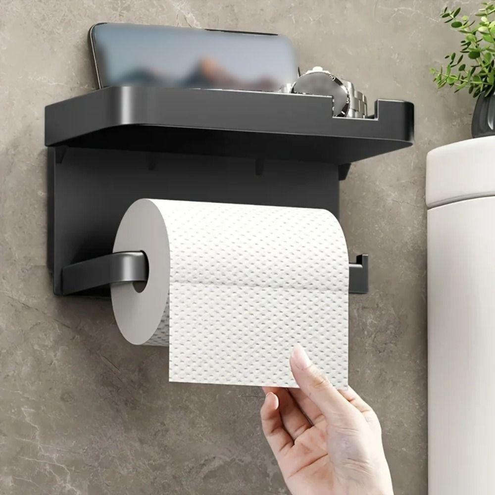 Wall-Mounted Roll Paper Storage Rack Aluminum Toilet Paper Container Bathroom Accessories