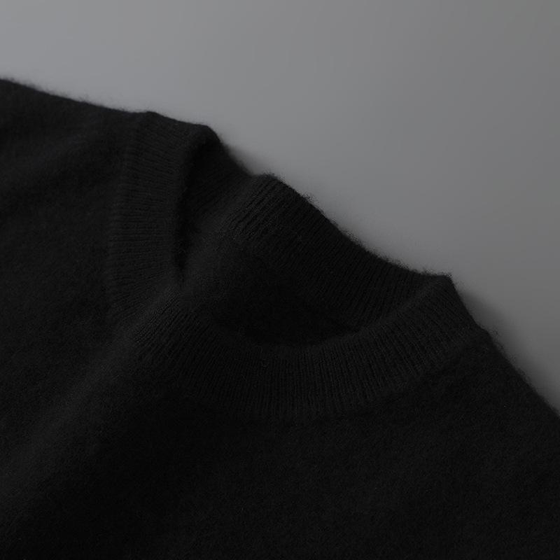 Herrtröja i enfärgad ullstickad casual