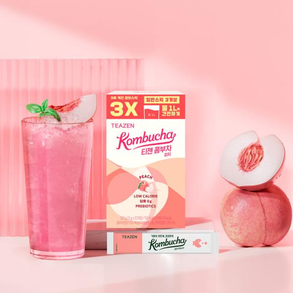 

Teazen Kombucha Peach Jumbo Pack 20 палочек, Корейский комбуча