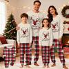 Matching Family Christmas Pajama Set Long Sleeve Neck Print Top with Pants for Adults and Kids