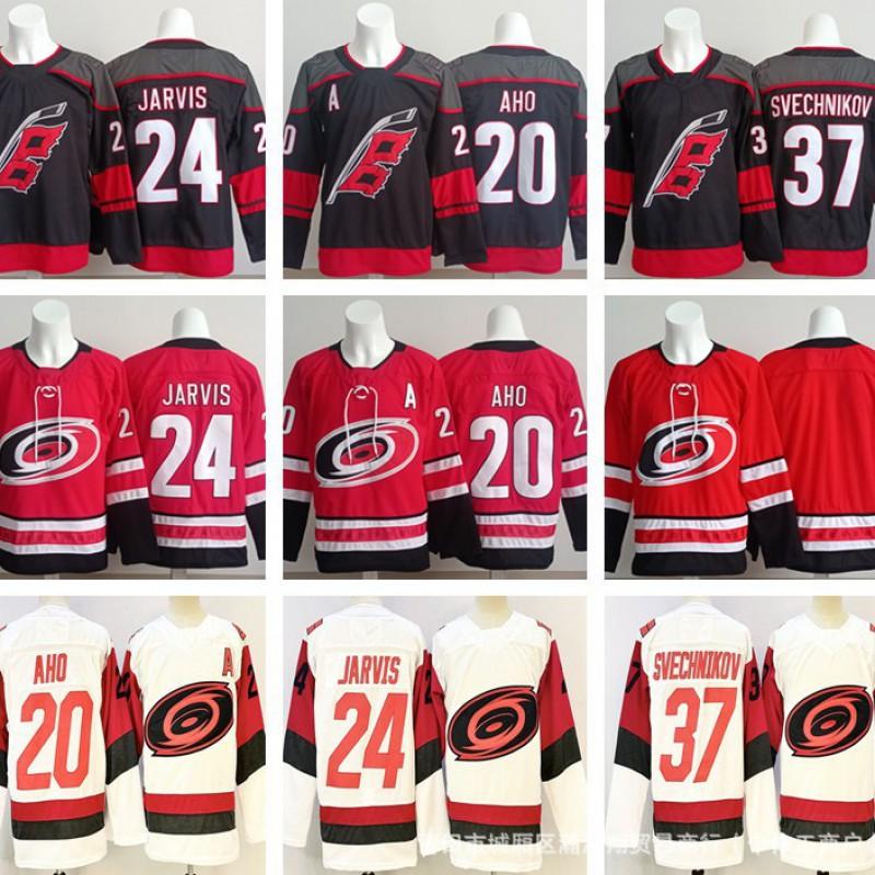 Hokejový dres Pánský Dlouhý Rukáv Ledový Uniforma S Vyšívanými Čísly 20 24 37 Styl Týmu Hurricanes