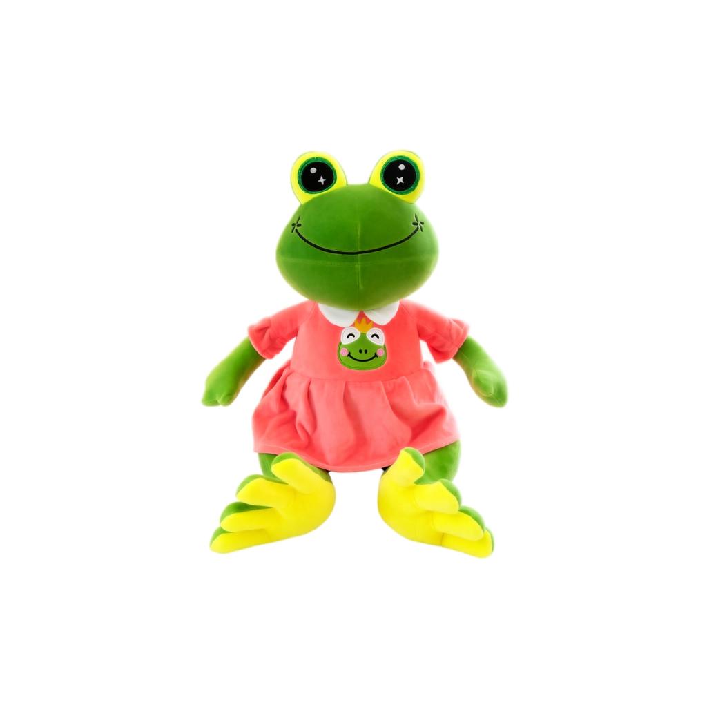 Soft Plush Frog Stuffed Animal Toy 30cm 40cm Size Sitting Design with Overalls and Striped Shirt Collectible Plush Toy for Display and Gift
