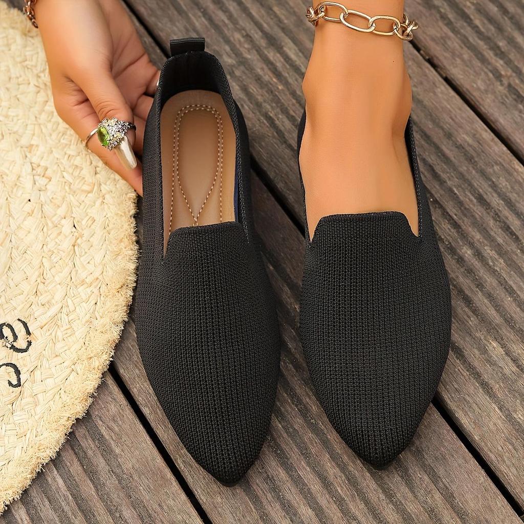 Women's Solid Color Mesh Flat Shoes, Shallow Mouthed Lightweight Soft Sole Casual Shoes, Breathable Low Top Shoes