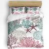 Blue Marine Coral Shells Starfish Duvet Cover With Pillow Case Custom 3pcs Bedding Set Quilt Cover Double Bed Home Textile