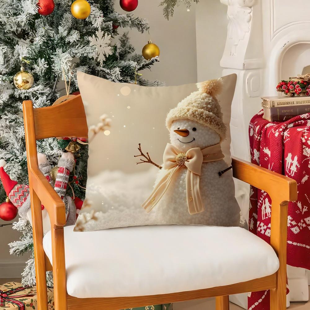 

Милый Декорированный Снеговик Рождественская Наволочка Вторая Шелковистый Короткий Плюш С Невидимой Молнией Пылезащитный Чехол на Подушку для Дивана 12x12Inch