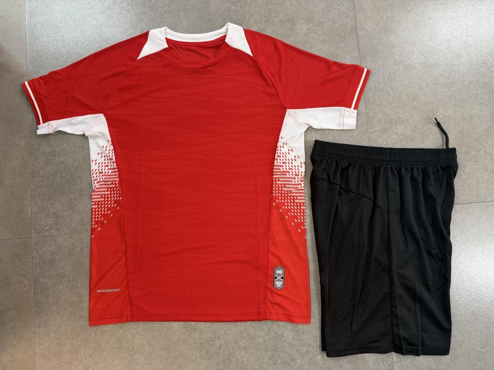 Premium Quick-Dry Jacquard Breathable Short-Sleeve Football Training Set - Adult & Child Competition Jersey 2XS красный