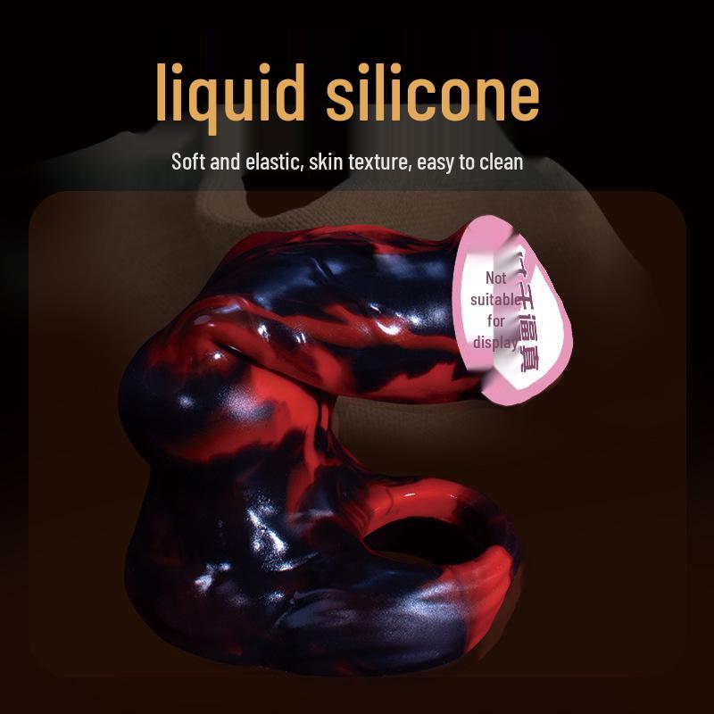 Wolf Fang Silicone Penis Sleeve: Wearable, Realistic, Thickening Adult Toy for Men, with Leather Delay Sheath.