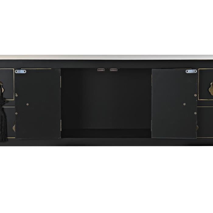 Table d'appoint - 95 x 26 x 79 cm - Noir doré - Métal blanc - MDF