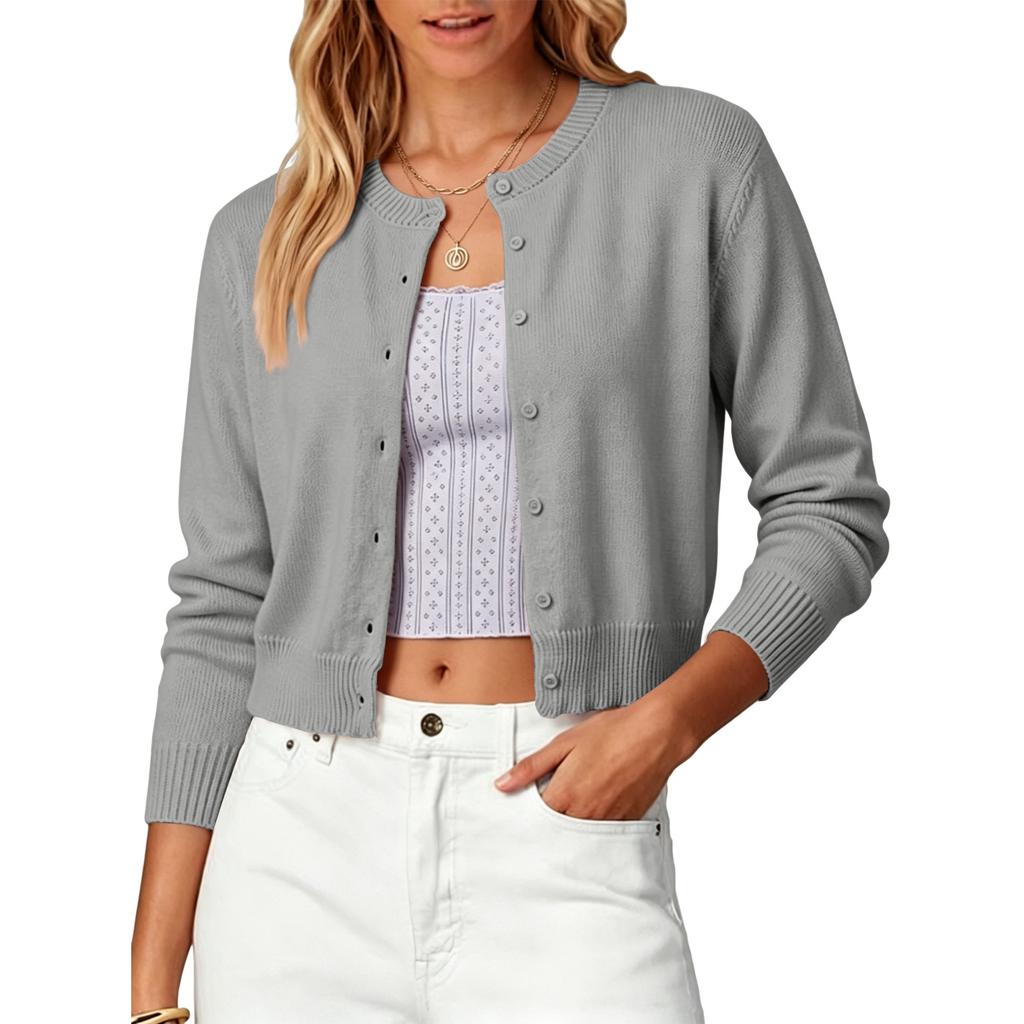 Women's Short Single Breasted Cardigan Sweater for Casual Daily Wear