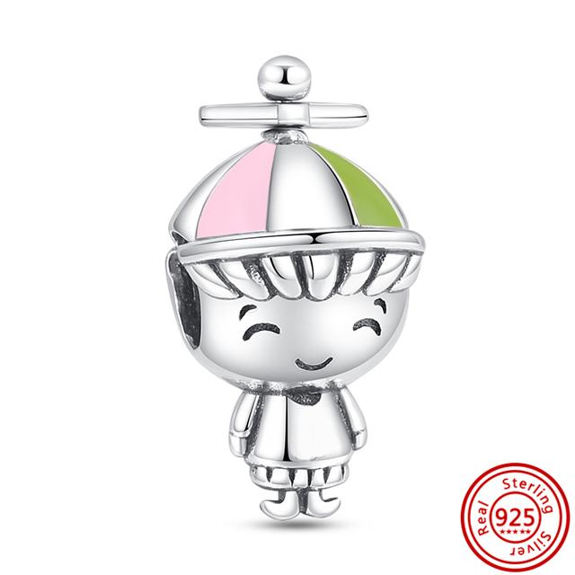 100 %925 Sterling Silver Amulet Boy &Girl Robot Beads Charms Fit Brand Bracelets For Women Jewelry 