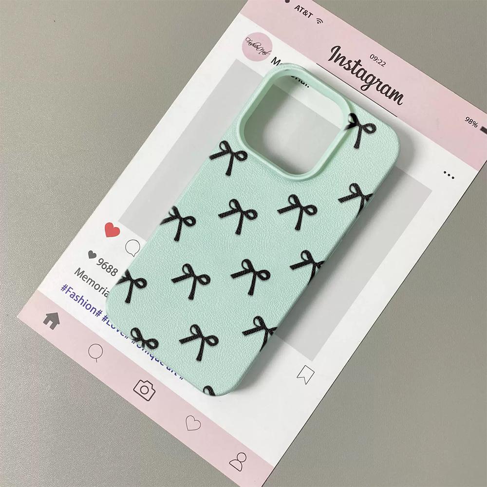Schwarze Schleifen-Aufdruck Handyhülle Für iPhone 17 16 15 14 Plus 13 12 11 Pro Max 17 Air X XR XS Korea Mädchen Hülle Silikon Weiche Hülle