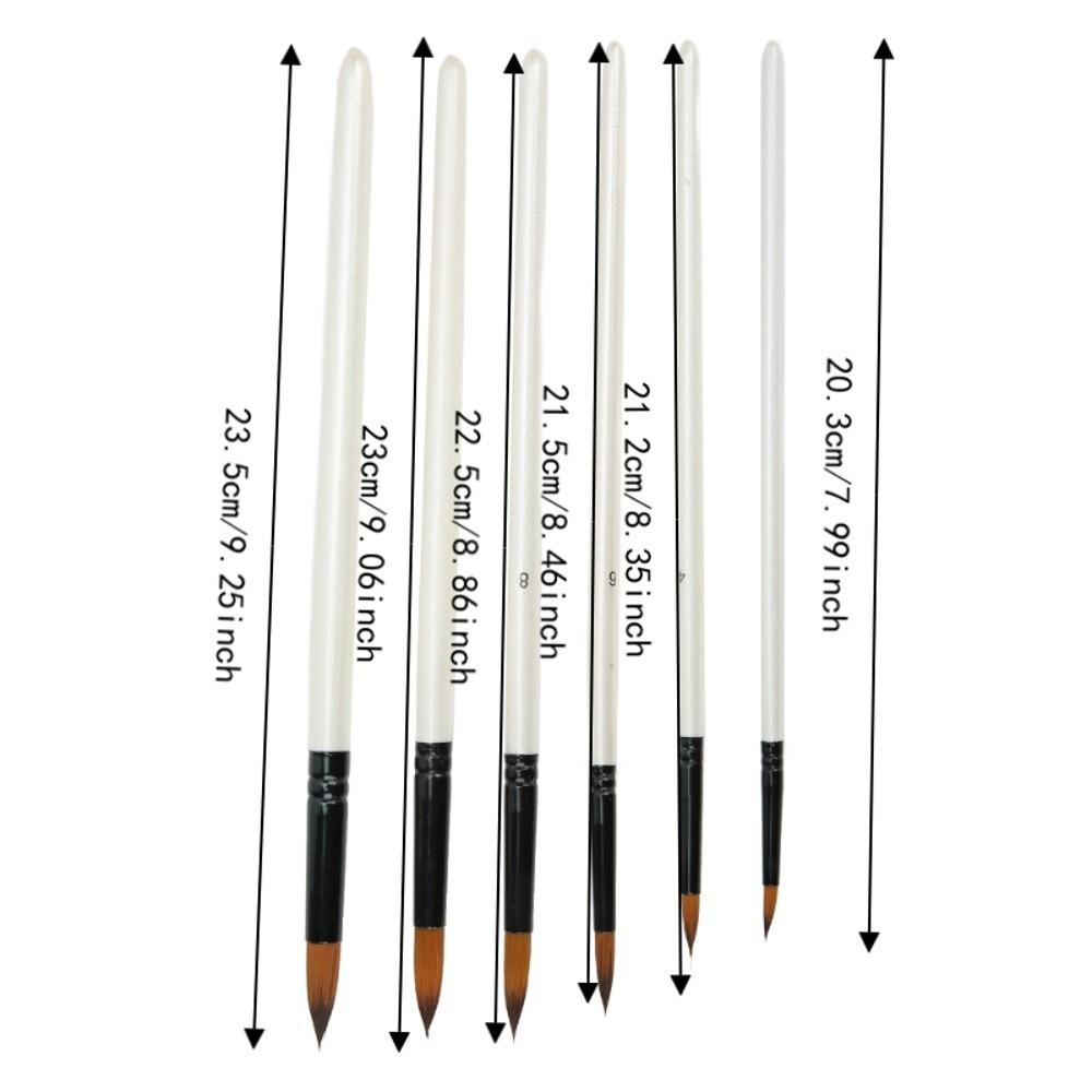 6pcs 6 Sizes Watercolor Brush Set Fine Detail Tip Oil Paint Brush Tips Fine Detail Tip
