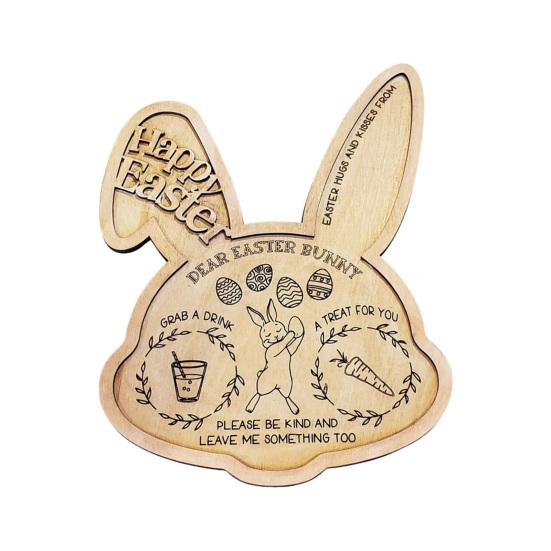Easter Bunny Treat Wooden Fruits Candies Desserts Serving Tray Tray Rabbit Shape Appetizer Snacks Food