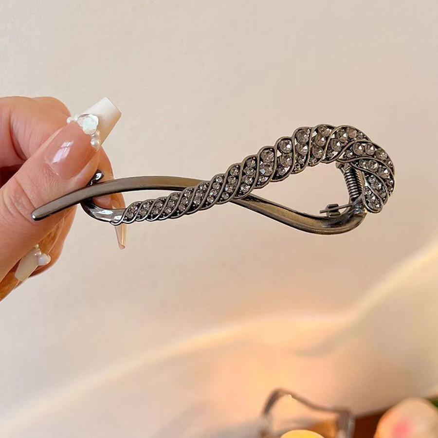 

1/3 шт. Высококачественный металлический клип с бриллиантовой прорезью, клип-восьмерка, затылочная пластина, заколка для волос, темпераментное украшение для волос Size fits all