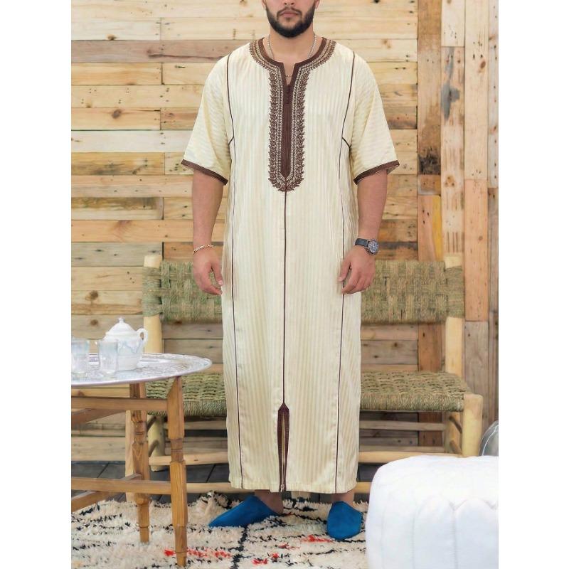 Men S Long Sleeve Embroidered Robe Style Festival Dress Shirt