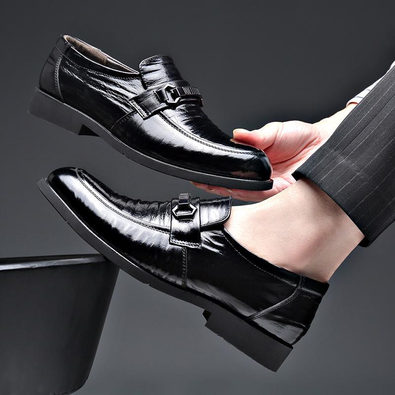 Youth formal leather shoes male student suit black soft sole soft surface business men's shoes pointed casual shoes