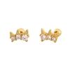 European & American S925 Silver Cross Stud Earrings with Rhinestones and Rivet Design for Cartilage.