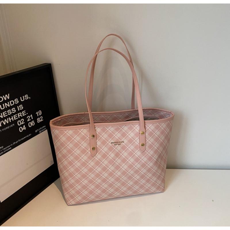 New women's bag commuting to work large capacity new retro fashion plaid commuting shoulder tote bag