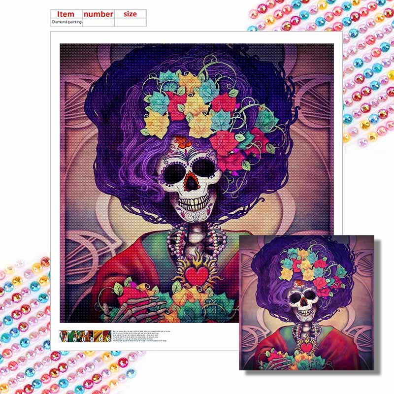 New Arrival 5D DIY Full Circle Diamond Painting "Skeleton Woman" Embroidery Cross Stitch Home Decor Gift