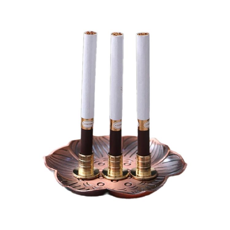 3Pcs Vintage Metal Cigarettes Holder Incenses Stick Holder Handcraft Incenses Burners with Flower Base Ashes Catcher