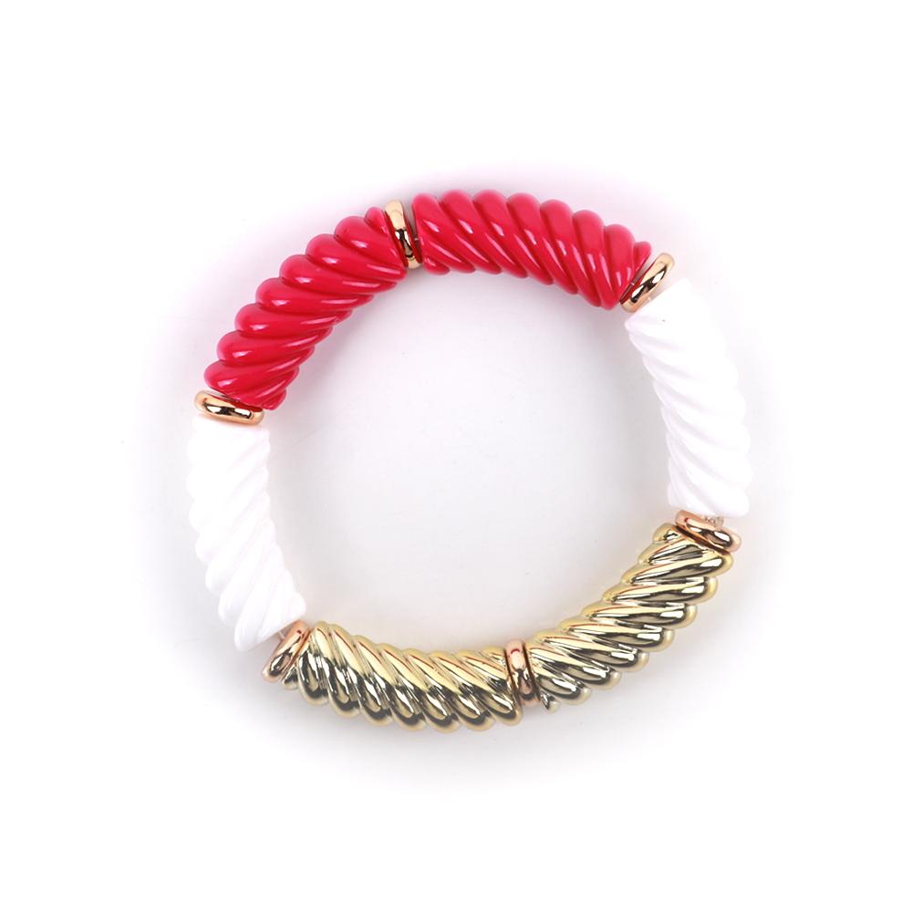 Bohemain Acrylic Twist Bamboo Stack Elastic Bracelets for Women Men 2025 Colorful Resin Tube Beads Bracelet Bangle Jewelry Gift