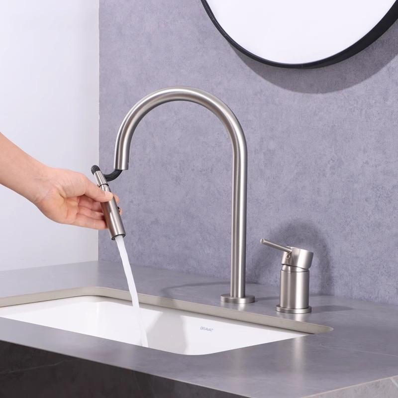 Sink Faucet Widespread Pull Out Sink Mixer Single Lever Swivel Brass Kitchen Mixer Tap Brush gold nickle Basin Faucet