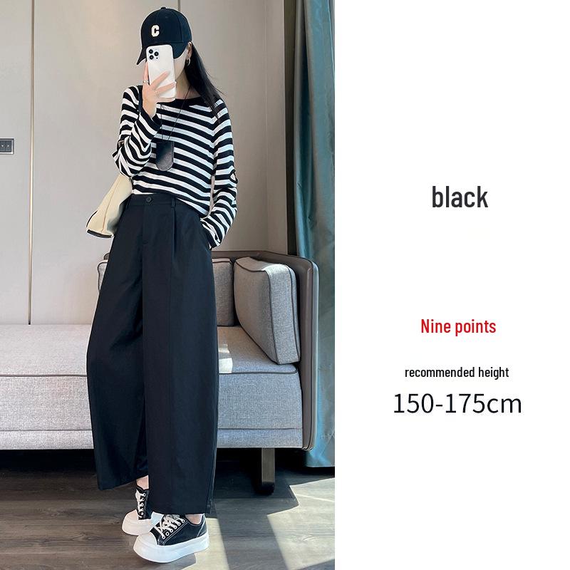 

Autumn/Winter Women s High-Waisted Slimming Wide-Leg Pants - Casual, Nine-Point Straight-Leg Style 4XL