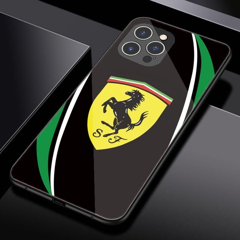 For Ferrari 458 488 599 612 FF F12 Racing Tempered Glass Phone Case For iPhone 11 12 13 14 15 16 17Pro X XR XS Max Mini 7 8 Plus