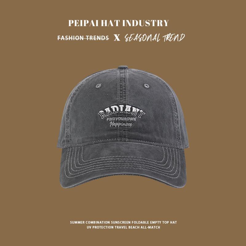 

Baseball cap female trendy brand versatile letter visor wide brim showing face small Korean peaked cap M（56-58cm）