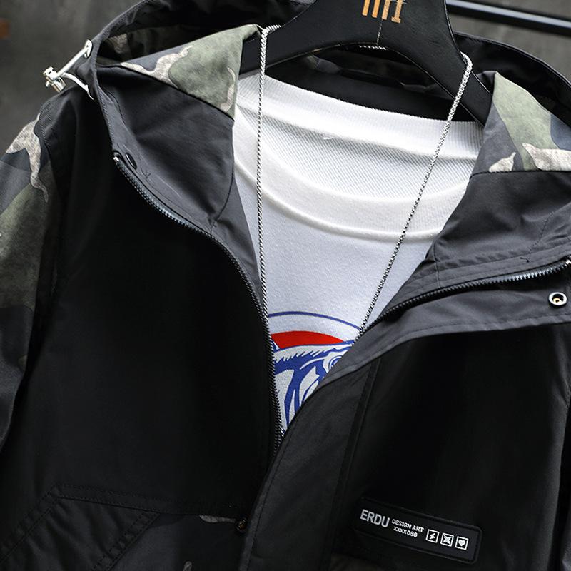 Jaqueta Bomber Masculina Moda Casual Jaqueta de Acampamento Casaco Corta-vento com Capuz à Prova de Vento Casacos Masculinos Tamanho Grande Roupa Exterior 4XL