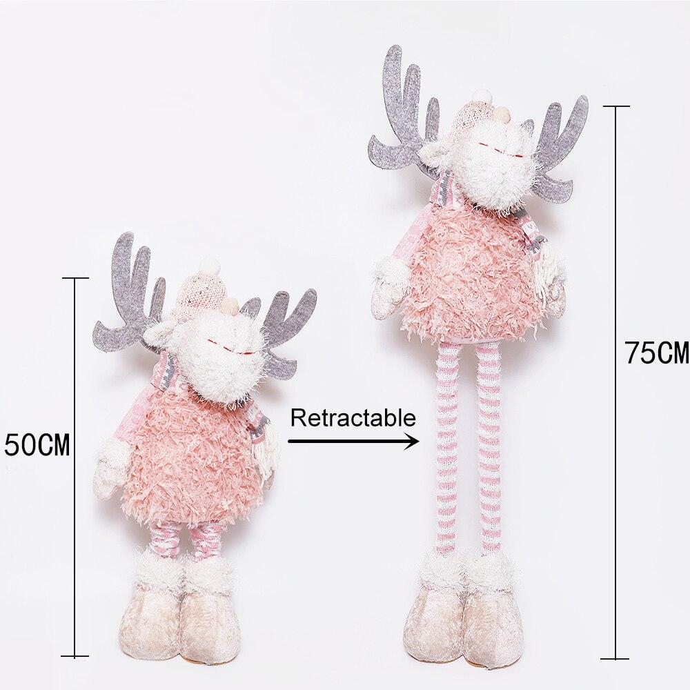 Pink Retractable Christmas Gnome Long Legs Standing Faceless Santa Dolls Forest Man Telescopic Toy Decoration Ornaments Gift Kid