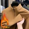 Men's Luxury 700g Velvet-Lined Stand Collar Half-Zip Heavyweight Hoodie - Warm, Lightweight, Autumn/Winter Solid Color.