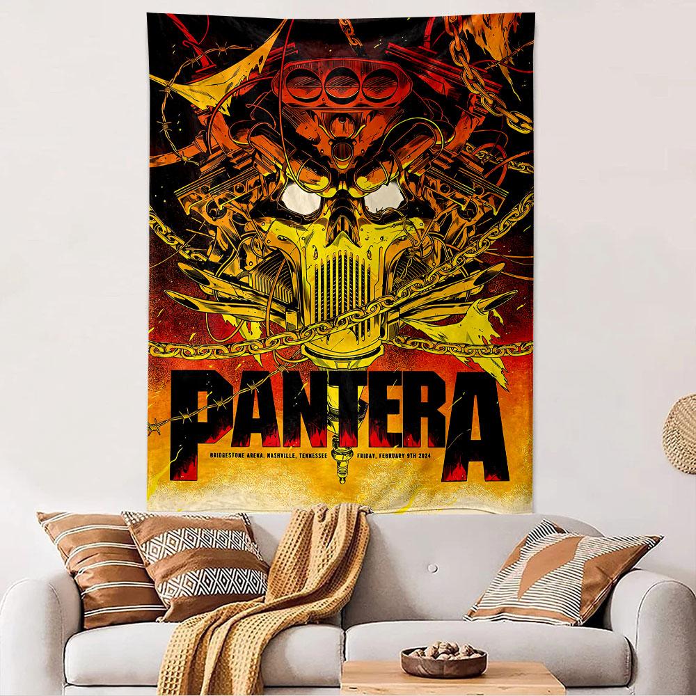Pantera Band Tapestry Wall Hanging, Heavy Metal Logo Poster Art, Rock Wall Decor for Bedroom Living Room Dorm