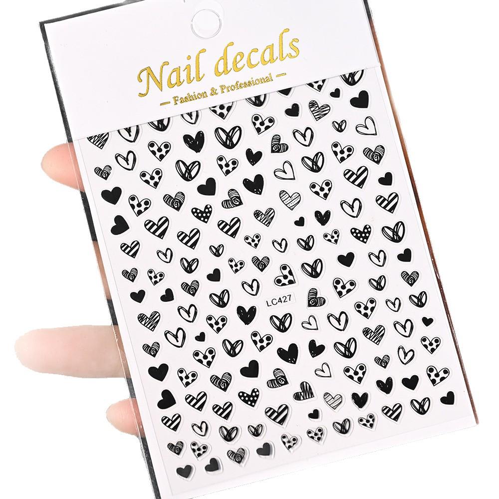 Best-Selling Japanese Aesthetic Laser Silver Heart Nail Stickers - Plant-Inspired Nail Art