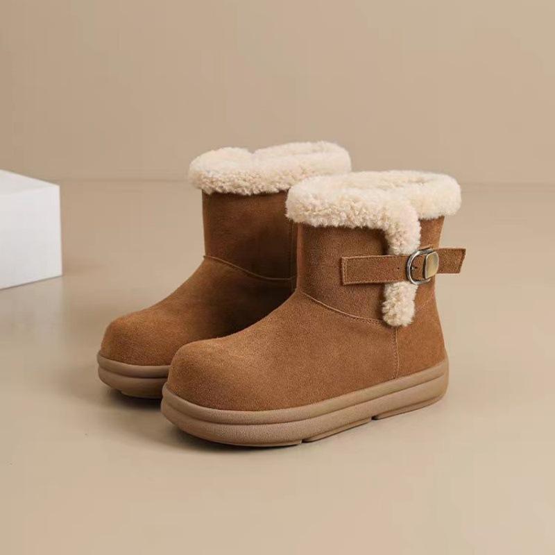

Brown medium tube snow boots women s shoes winter new retro Martin short boots women s thick flat-bottomed plush thickened fluffy shoes 40 верблюд