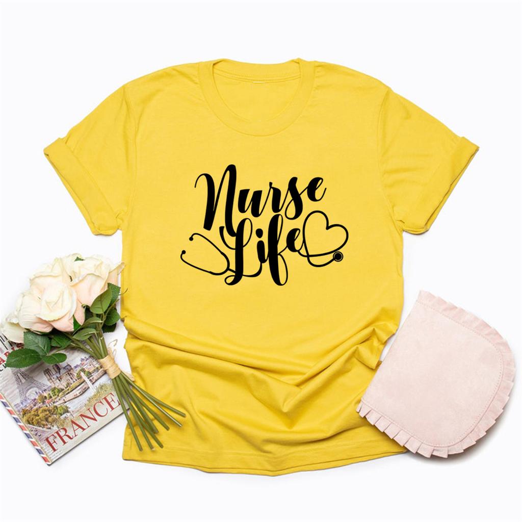 Nurse Life TShirt Registered Nurse Tshirt Gift for Nurse Women Tshirts Short Sleeve Graphic T Shirts Nursing Tee Casual Tops