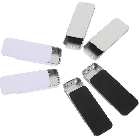 6 PCS Mini Metal Tin Box Containers, Waterproof Tin Box with Slide Top for Candy Mint & Craft Storage, Tiny Storage Container with Lids, Fit in