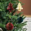 Burgundy Christmas Tree Honeycomb Ball Lantern Ornaments